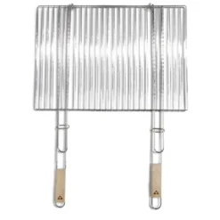 Grille double barbecue 73x53cm métal et bois