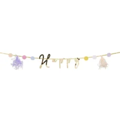 Guirlande anniversaire Happy Birthday aluminium thème fée licorne 2m