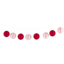 Guirlande boule en papier rose et rouge