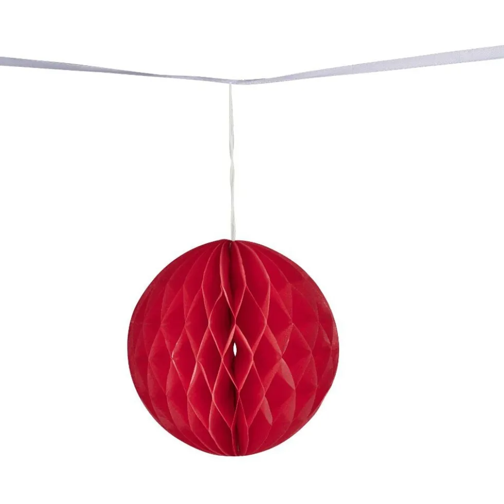 Guirlande boule en papier rose et rouge
