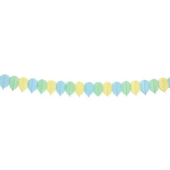 Guirlande en papier forme ballon bleu, jaune et vert