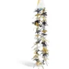 Guirlande fleurs fantaisie noir blanc doré L90cm
