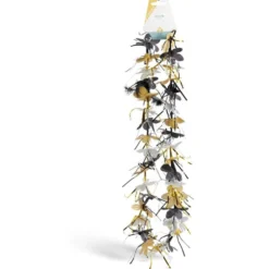 Guirlande fleurs fantaisie noir blanc doré L90cm