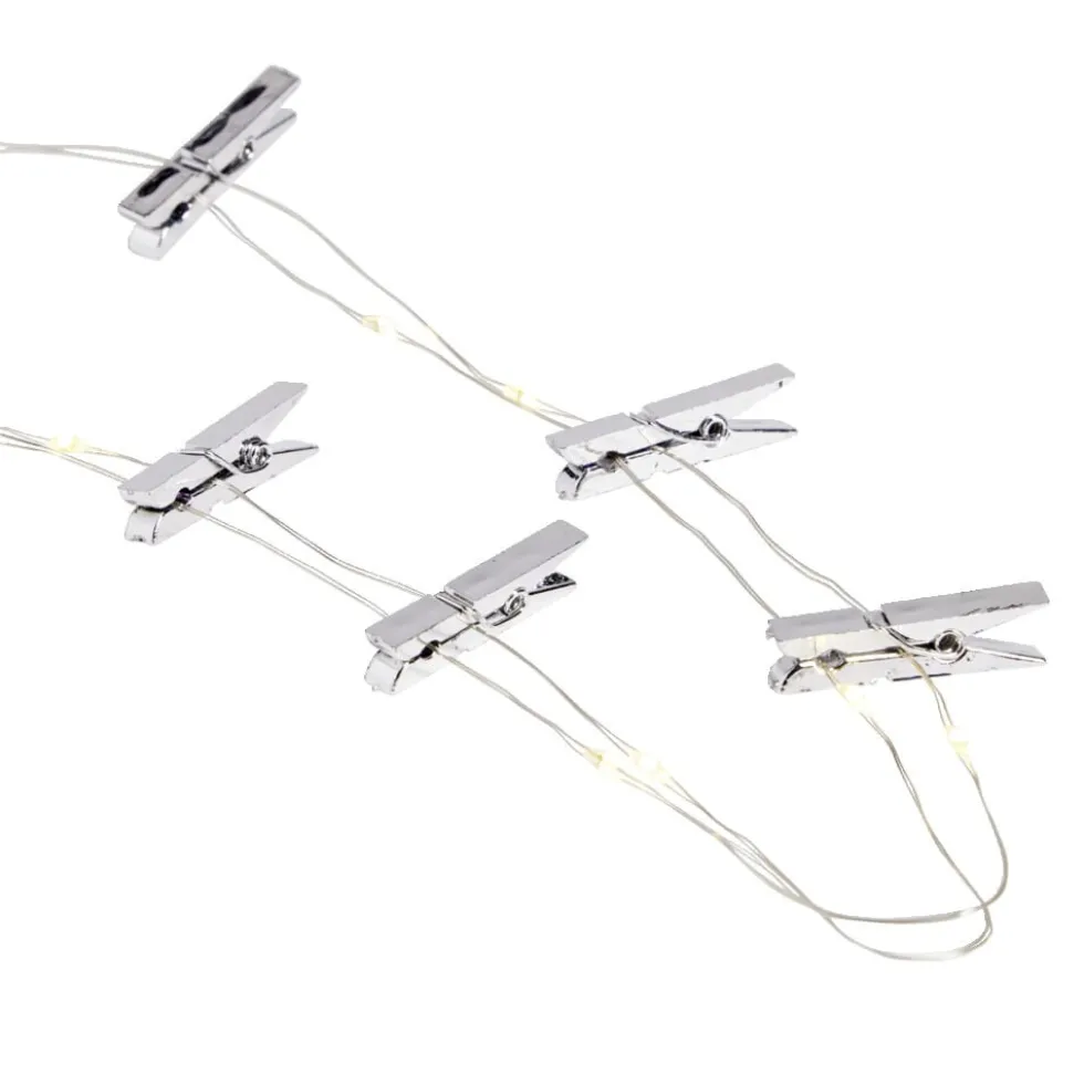 Guirlande LED à pinces 280cm plastique argenté