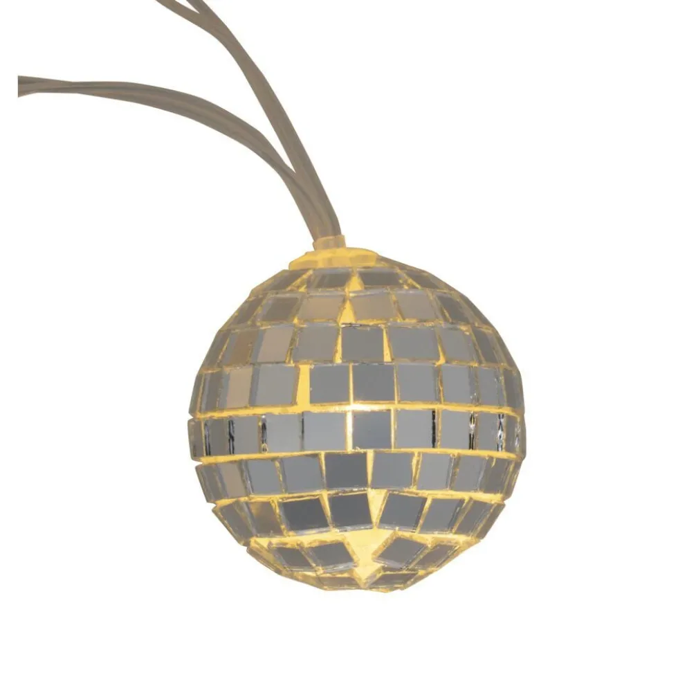 Guirlande lumineuse boule disco dorée 10LED à piles 1,8m