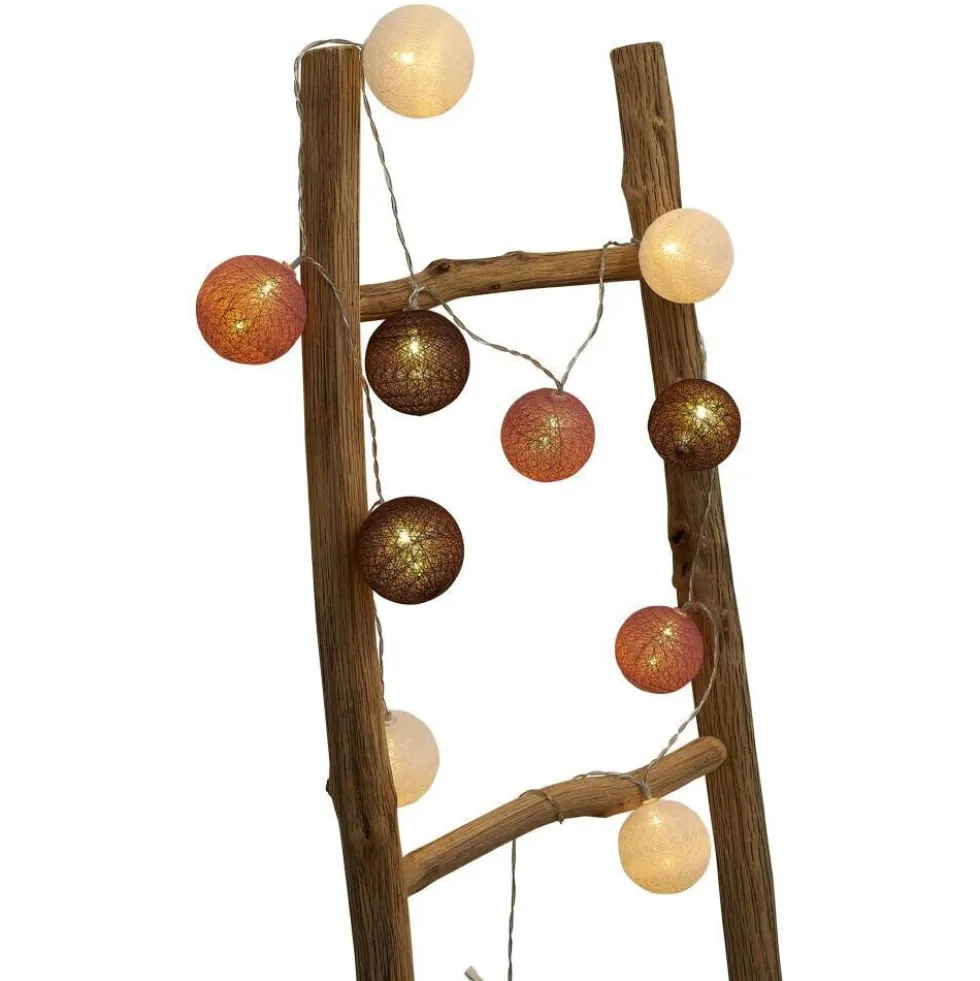 Guirlande lumineuse 10 boules beige marron orange L165cm