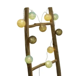 Guirlande lumineuse 10 boules beige noir bleu L165cm