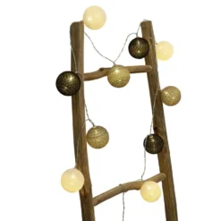Guirlande lumineuse 10 boules beige noir marron L165cm