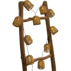 Guirlande lumineuse 10 boules effet rotin tressé 165cm