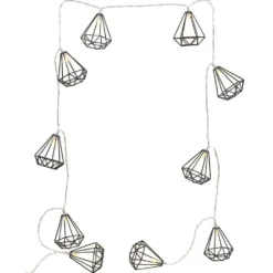 Guirlande lumineuse 10 diamants métal noir 165cm