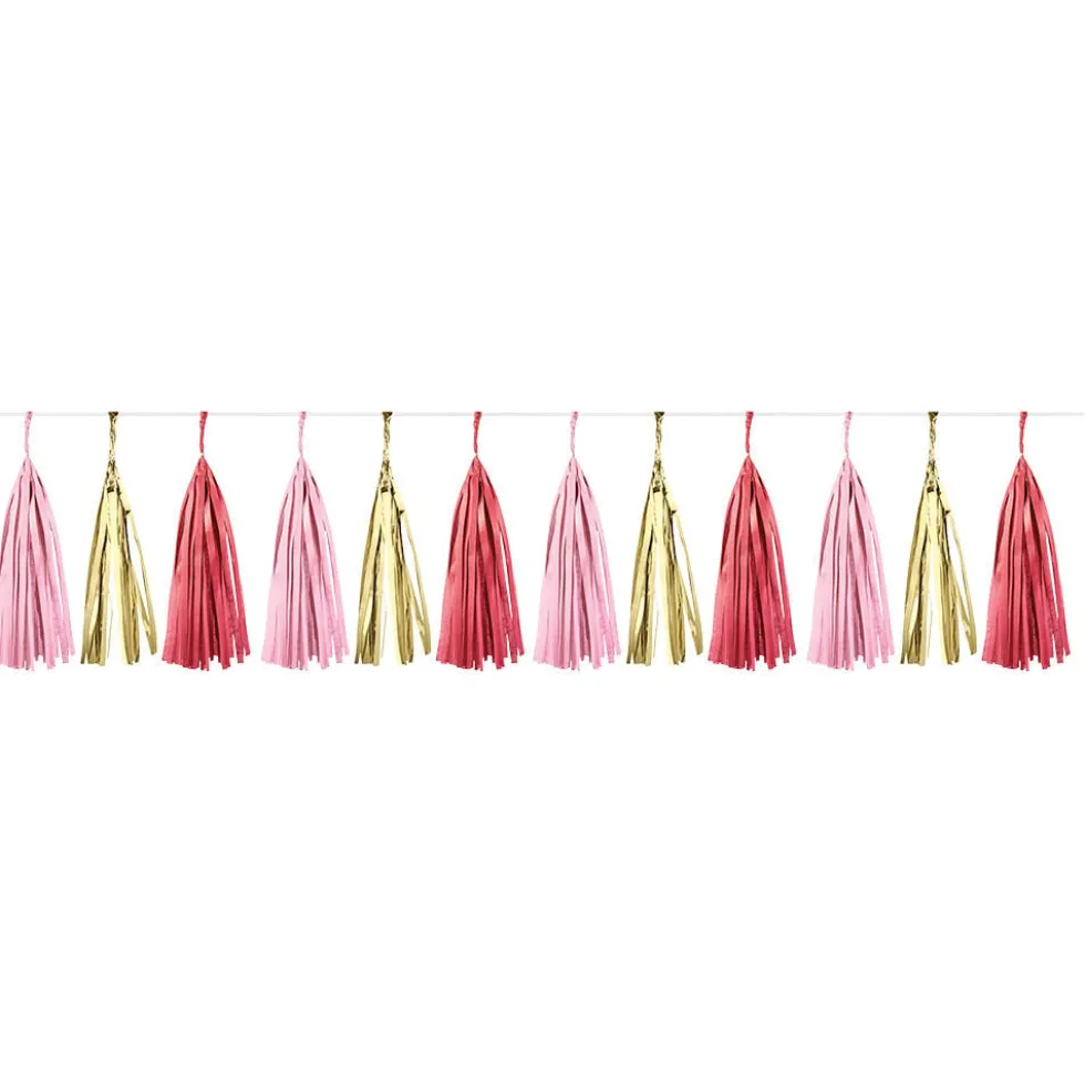 Guirlande pompon en papier rose et jaune