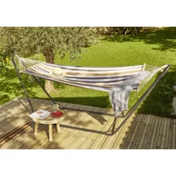 Hamac 1 personne 100x200cm avec support métal 297x113xH82cm