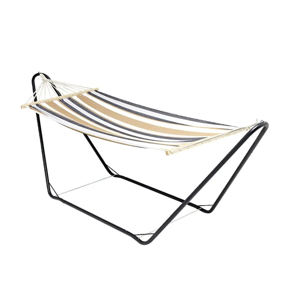 Hamac 1 personne 100x200cm avec support métal 297x113xH82cm