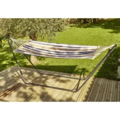 Hamac 1 personne 100x200cm avec support métal 297x113xH82cm