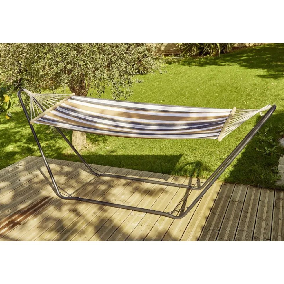 Hamac 1 personne 100x200cm avec support métal 297x113xH82cm