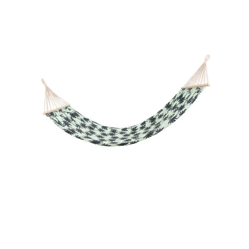 Hamac à suspendre Bahamas 1 place motif palmier vert pastel et noir