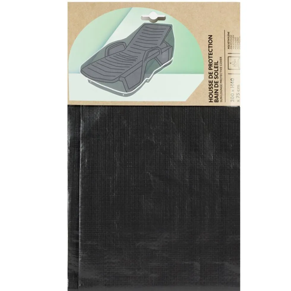 Housse de protection bain de soleil noir 200x75xH40cm
