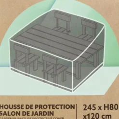 Housse de protection ensemble repas Oxford noir 245x120xH80cm