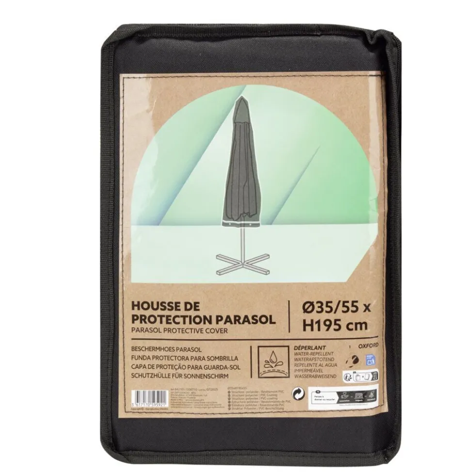 Housse de protection parasol Oxford noir 55x35xH195cm