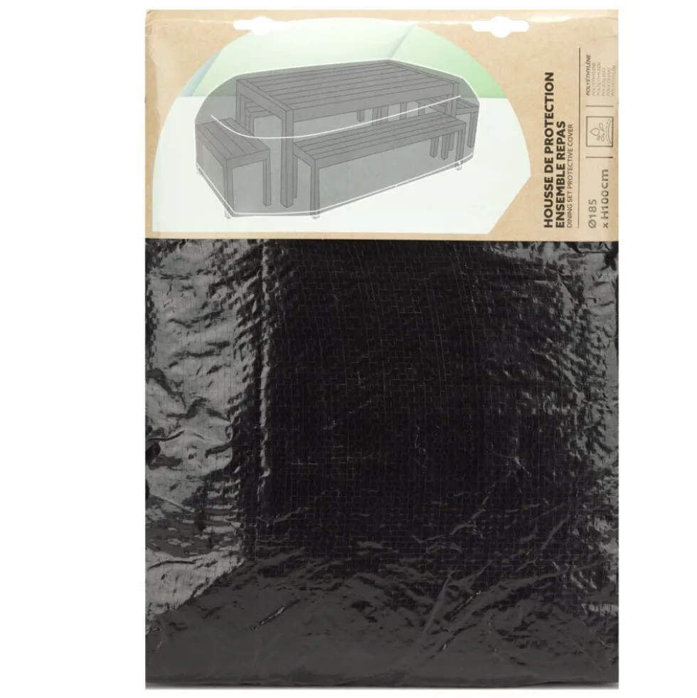 Housse de protection salon de jardin noir Ø185xH100cm