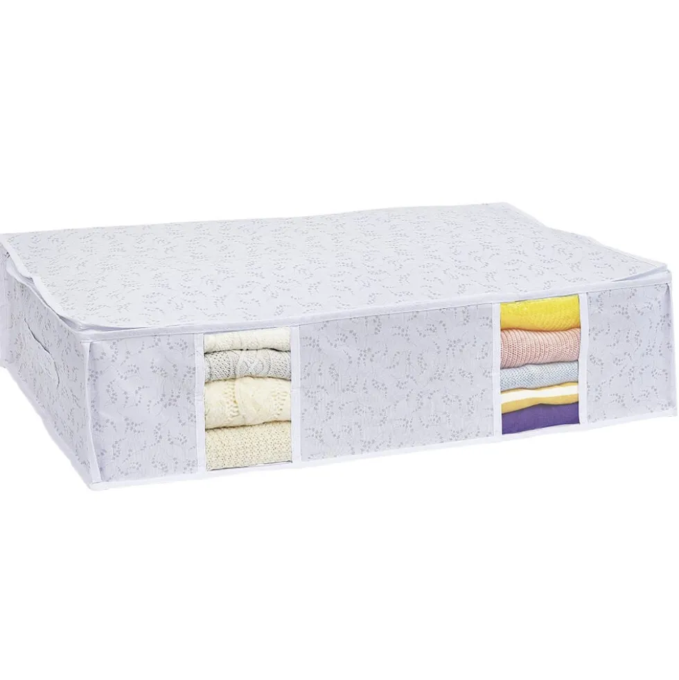 Housse de rangement dessous de lit blanc L65xP45xH15,5cm