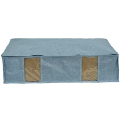 Housse de rangement dessous de lit Bleu - L65 x l45 x H15,5 cm