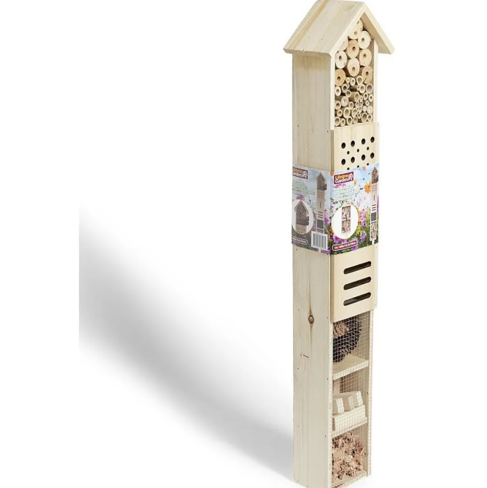 Hôtel à insectes en bois 14,5x10x160cm