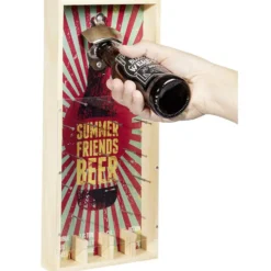 Jeu à boire décapsuleur en bois Summer Friends Beer H40cm