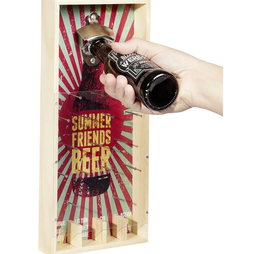 Jeu à boire décapsuleur en bois Summer Friends Beer H40cm