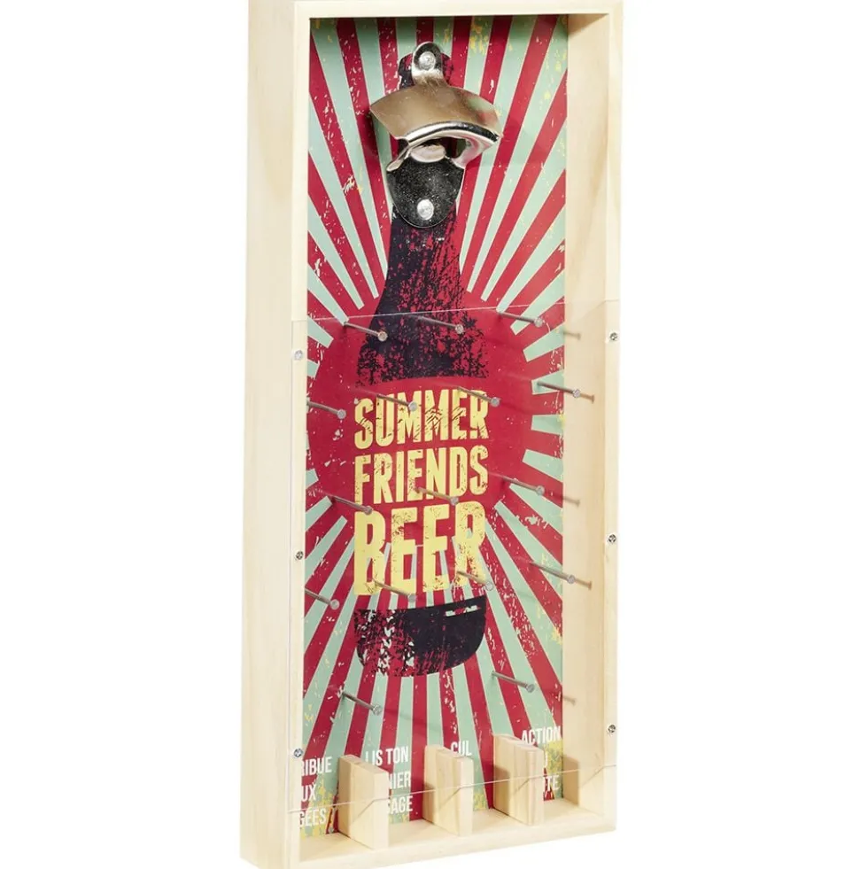 Jeu à boire décapsuleur en bois Summer Friends Beer H40cm