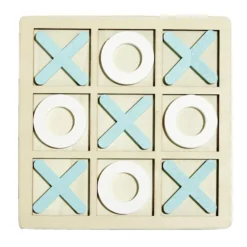 Jeu de morpion bois 14x14cm blanc/orange ou blanc/bleu