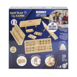 Jeu de rummy en bois 106 pièces avec sac de rangement
