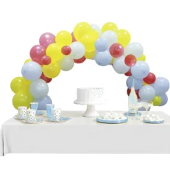 Kit arche de ballons bleu jaune rouge 60 pièces 4m