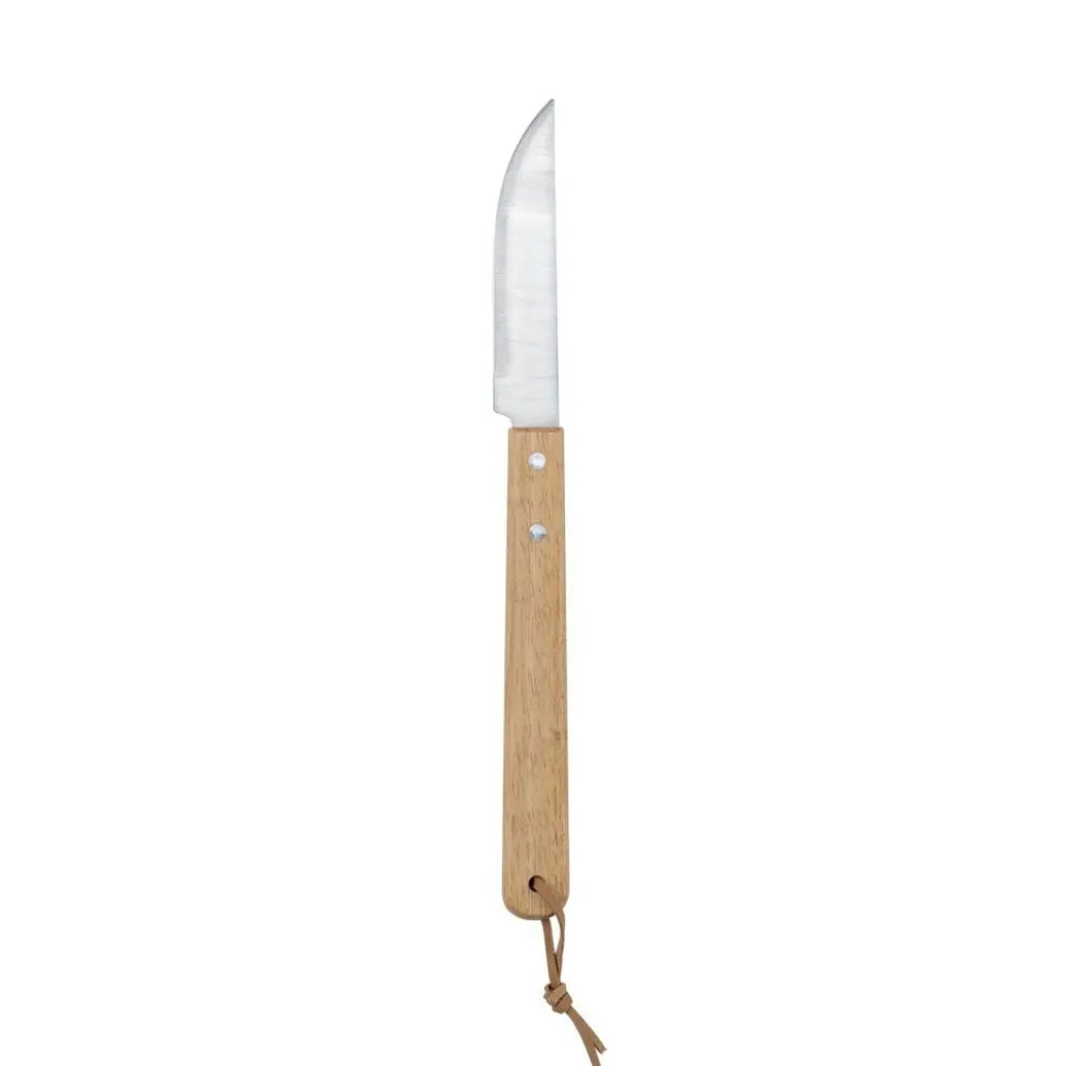Kit barbecue 5 accessoires inox et bois avec étui de rangement 21x46cm