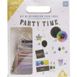 Kit décoration et vaisselle jetable Party multicolore 6 personnes