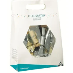 Kit de décoration or argent noir 8 personnes