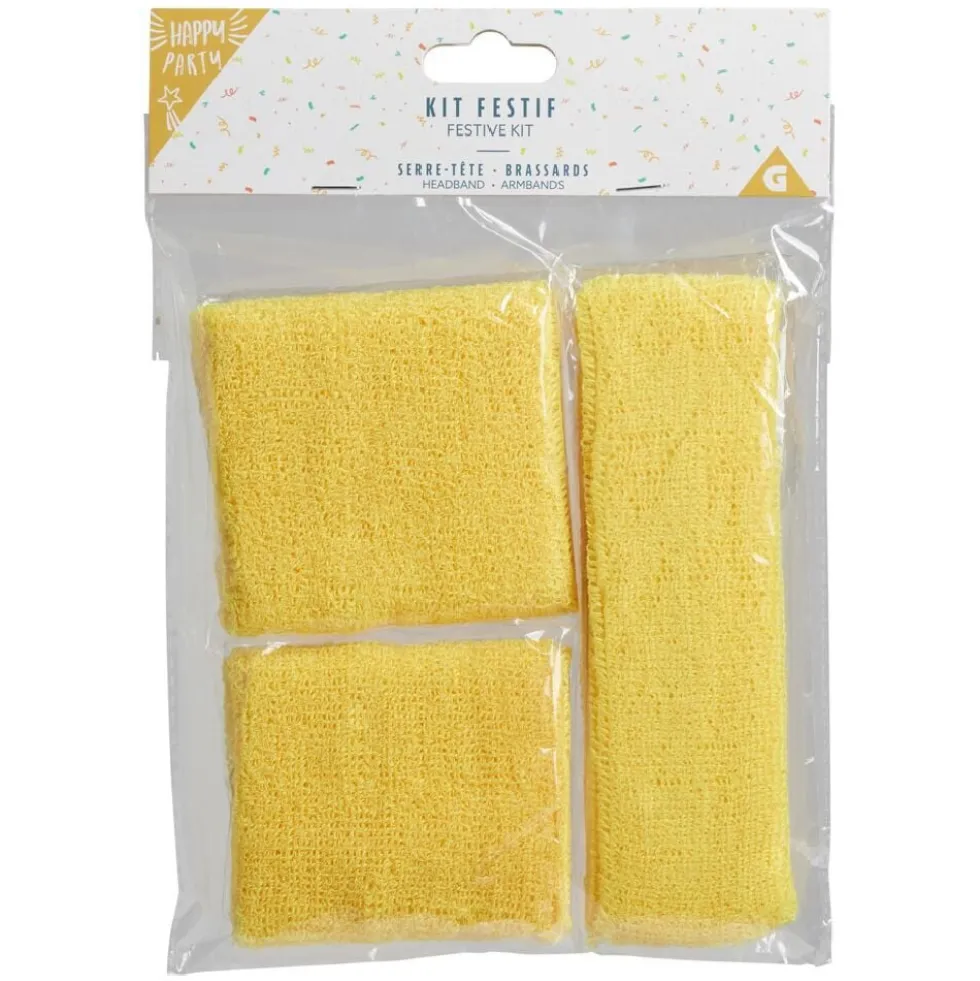 Kit festif 2 bandeaux de poignet et 1 de tête - 4 coloris