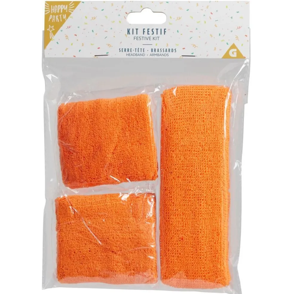 Kit festif 2 bandeaux de poignet et 1 de tête - 4 coloris
