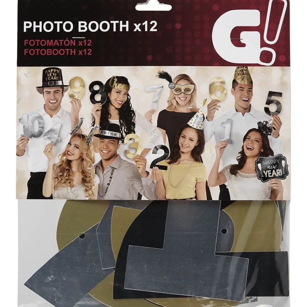 Kit photo booth nouvel an 12 pièces
