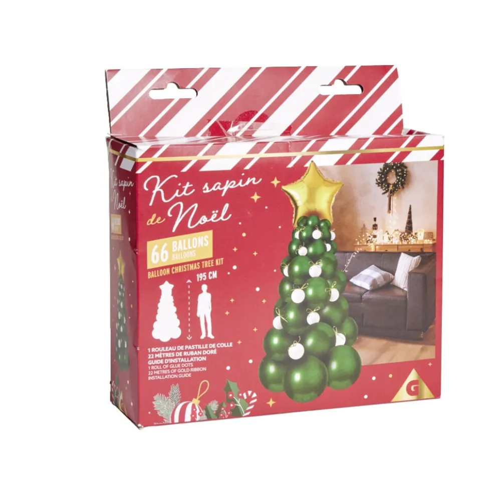 Kit sapin de Noël 66 ballons H195cm