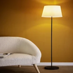 Lampadaire métal noir et plastique blanc Ø34xH150cm