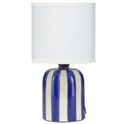 Lampe à poser LED céramique rayures abat-jour blanc Ø12xH21,5cm (4 modèles)