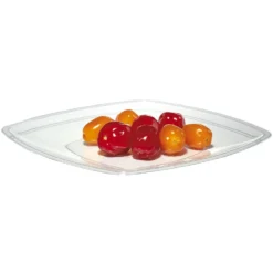 Lot de 6 assiettes carrées plastique transparent à bord arrondi 22x22 cm