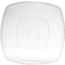 Lot de 6 assiettes carrées plastique transparent à bord arrondi 18,5x18,5 cm