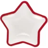 Lot de 10 assiettes carton étoile blanc avec liseré rouge