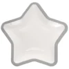 Lot de 10 assiettes carton étoile blanc avec liseré argenté