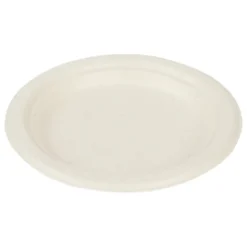 Lot de 50 assiettes à dessert rondes jetables en canne à sucre