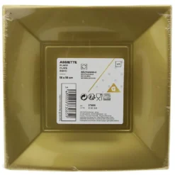 Lot de 6 assiettes à dessert réutilisables dorées