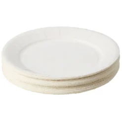 Lot de 50 assiettes en carton blanc Ø23 cm