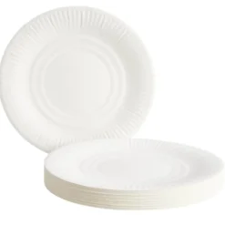 Lot de 50 assiettes en carton blanc Ø23 cm